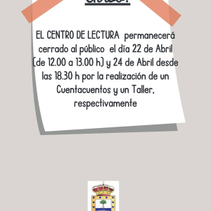 Aviso del Centro de lectura Carmen Crespo